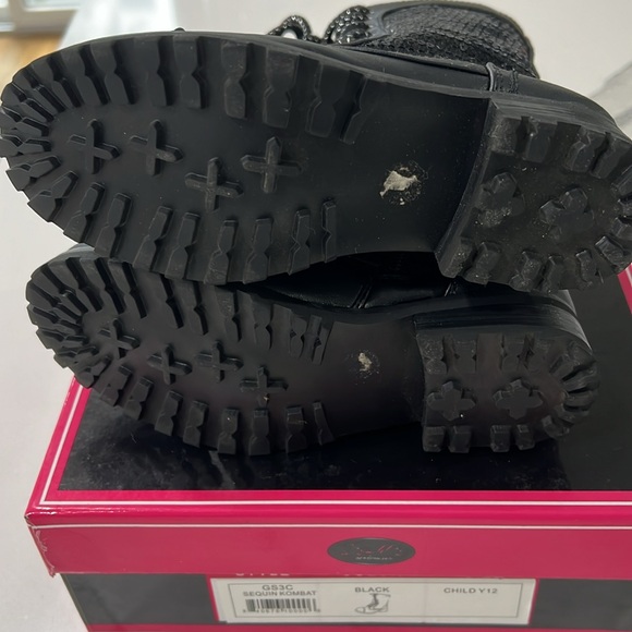 Gia Mia Performance Black Sequin Combat Boots Dance - Picture 5 of 5